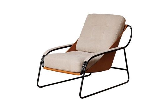 Lord brown and beige leather armchair Clipped