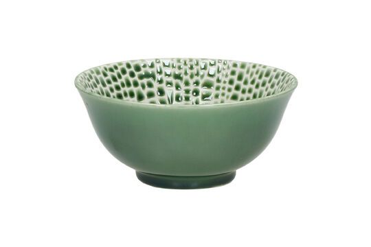 Lotus green porcelain soup bowl Clipped