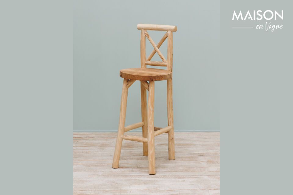 Beige teak bar chair: the perfect blend of style and practicality.