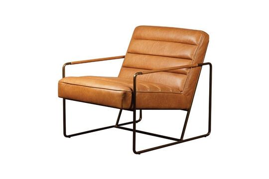 Makine brown leather armchair Clipped