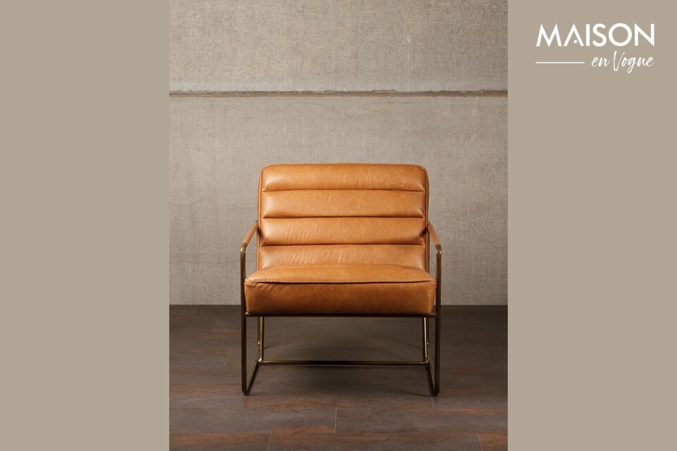 Makine brown leather armchair Chehoma