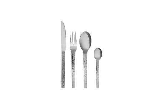 Mano 16-cutlery set in textured grey stainless steel Clipped