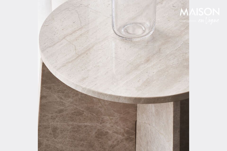 Discover the timeless elegance of the Marb side table in beige marble