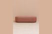 Miniature Marsala pink fabric bench seat 1