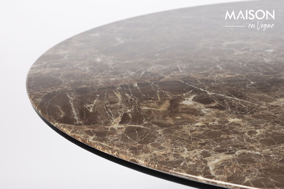 Discover the authentic charm and sturdiness of our Maru brown marble effect dining table