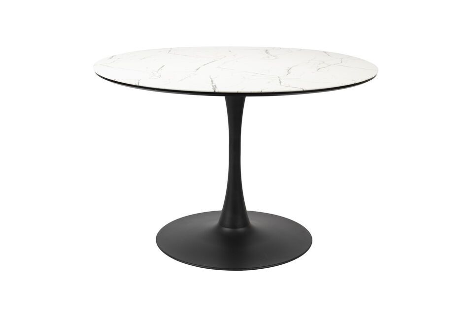 Maru white marble effect dining table White Label