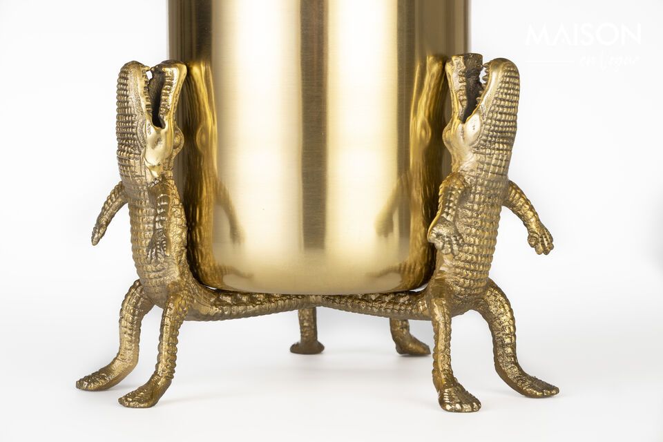 Medium gold-plated recycled aluminum planter Crocodiles - 4