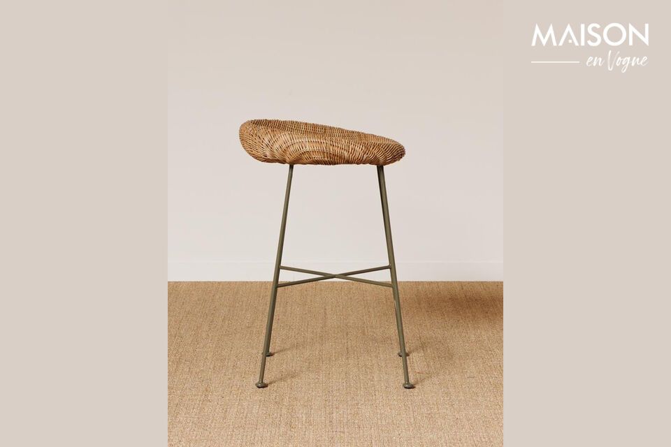 Discover functional elegance with our beige rattan stool