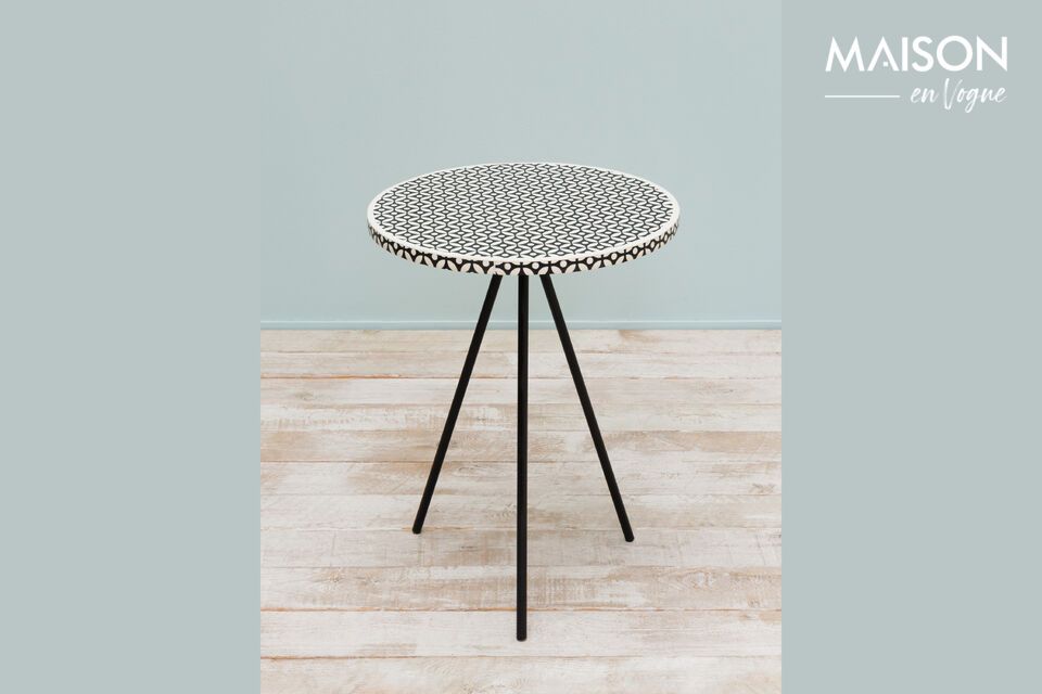 Mosaic black and white metal side table Chehoma