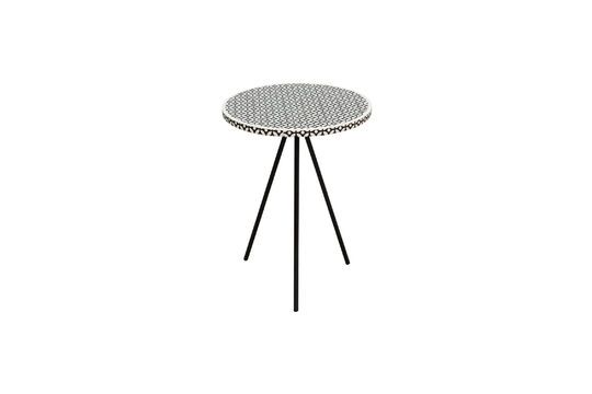 Mosaic black and white metal side table Clipped