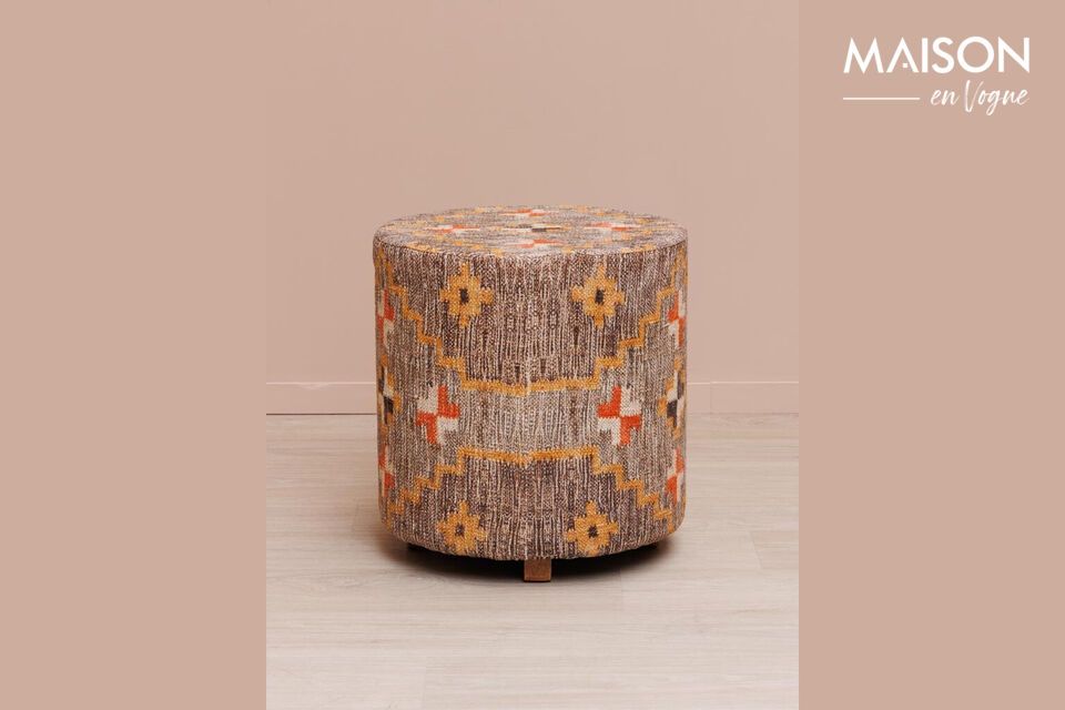 A Kilim cotton pouffe for comfort and style.