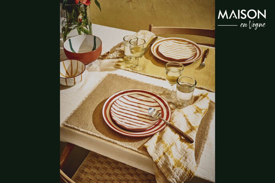 Discover the rustic elegance of the Mykonos dessert plate, crafted from fine rust-colored porcelain