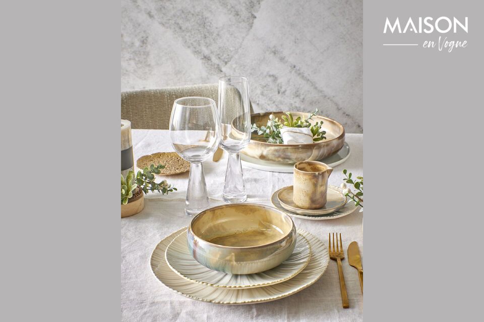 Each plate reflects a slight variation in hue, adding to its exclusive character