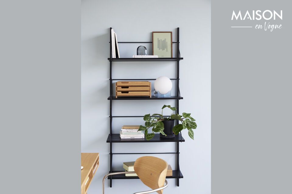 The Norm Black Ash Wood Bookcase offers a simple, practical structure for contemporary interiors