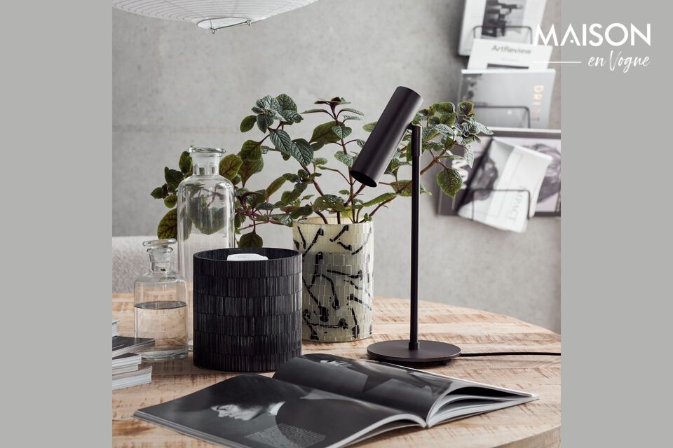 Enhance your space with this functional and elegant black lamp.