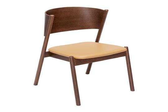 Oblique brown beech armchair Clipped