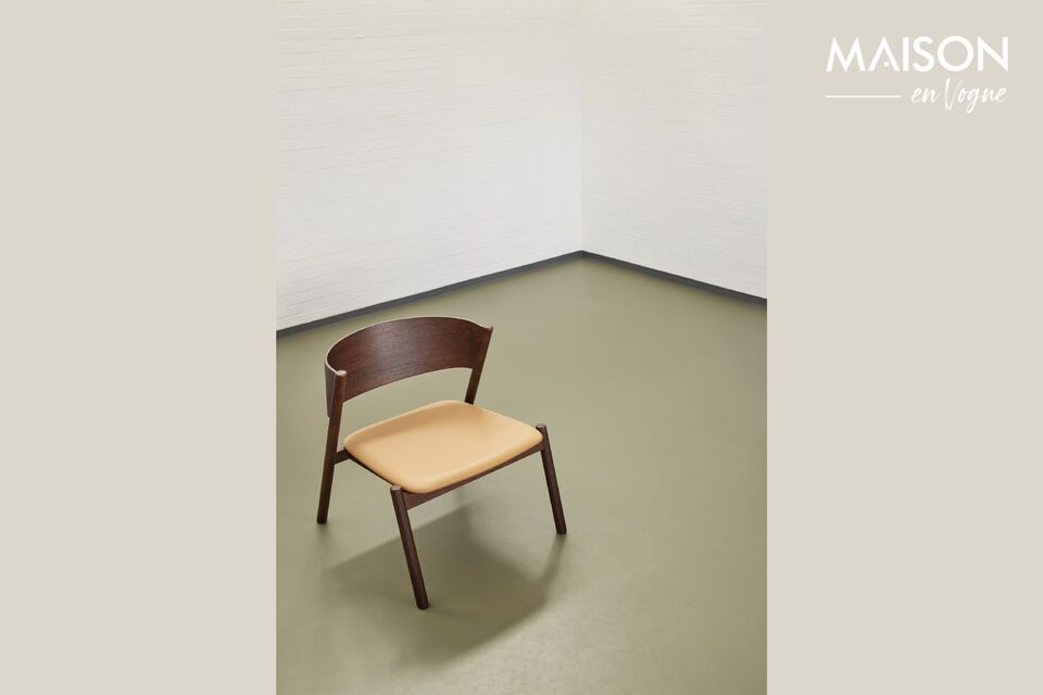 The Oblique brown beech armchair offers a classic yet contemporary design