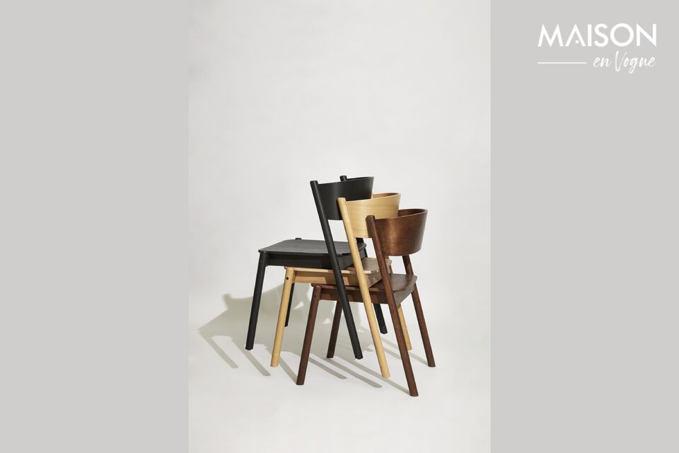 The Oblique brown beech chair combines sturdiness and style with its beech frame and stained oak