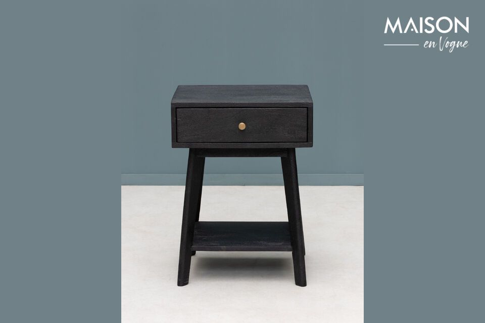 Onyx black wooden bedside table Chehoma