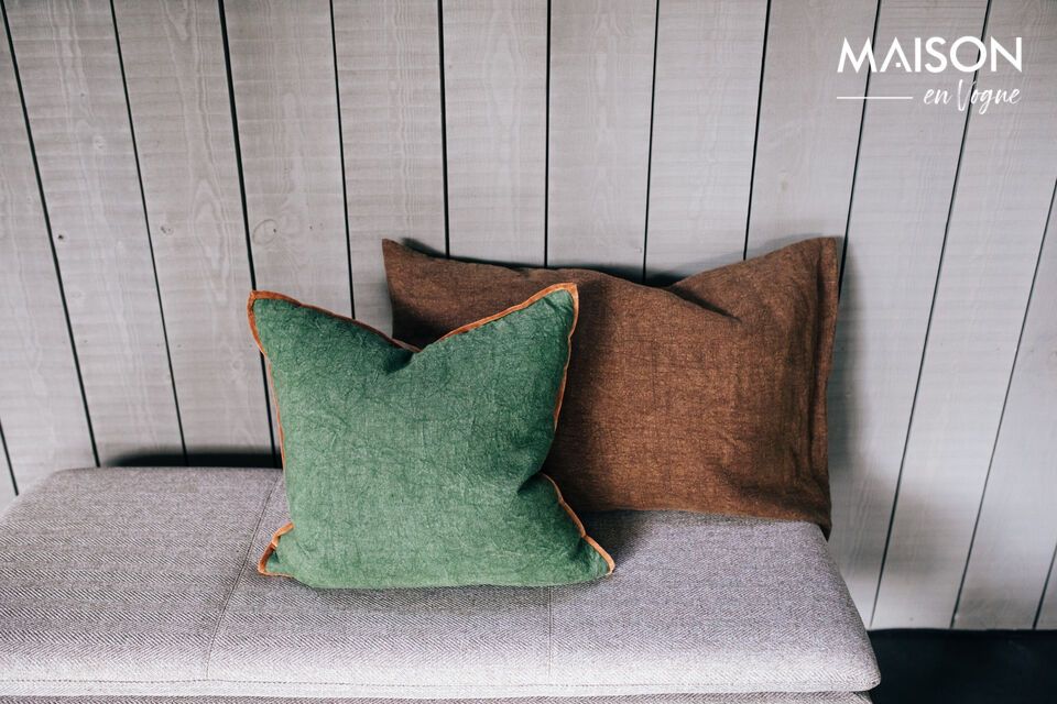 Comfort and style with our linen and velvet cushion.