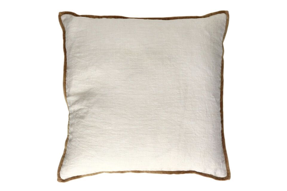 Opposites white linen and camel cushion Pomax