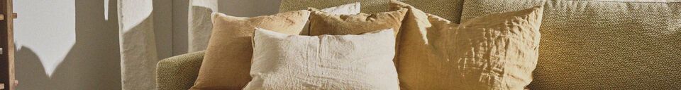 Material Details Opposites white linen and camel cushion