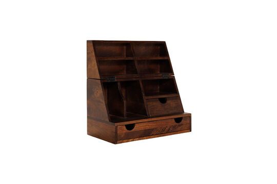 Oswald dark wood desk organizer Clipped