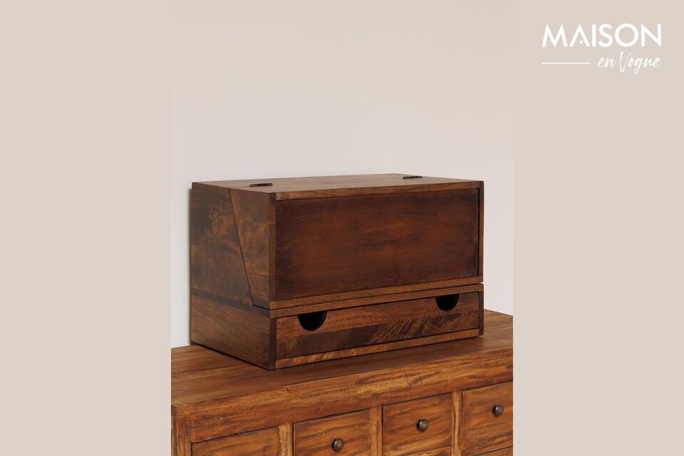 Its deep brown hue and rich grain add a touch of warmth and character to any desk