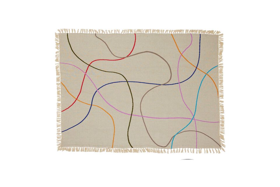 This knitted Outline throw offers a fusion of style and comfort with its sandy hues and multicolored