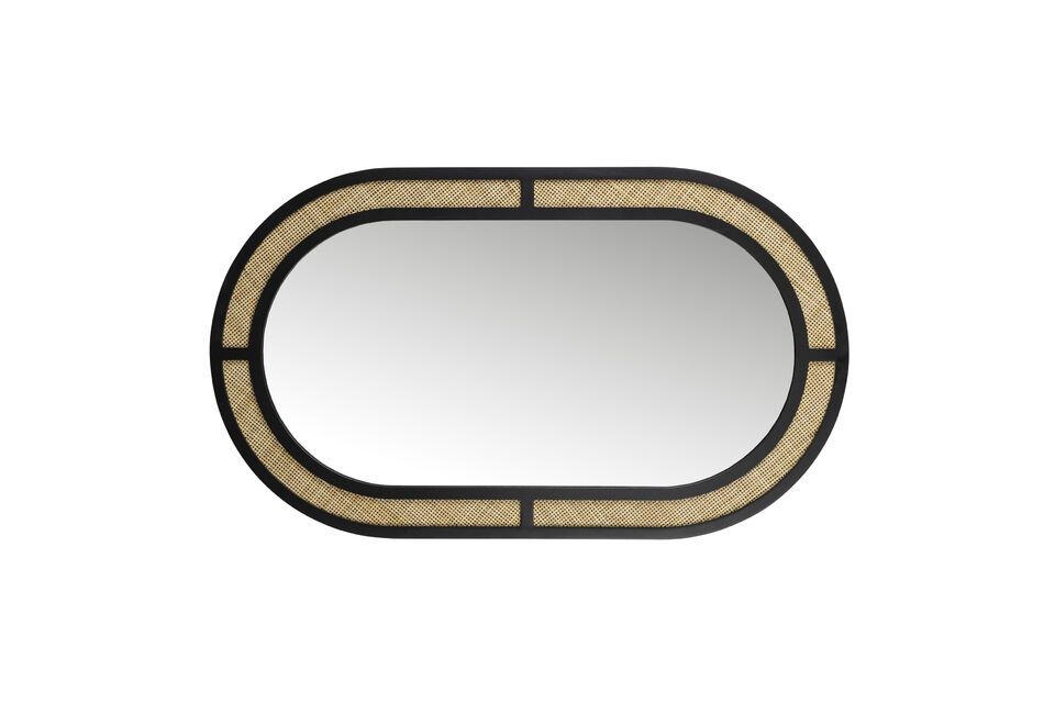 Oval black iron mirror Aida White Label