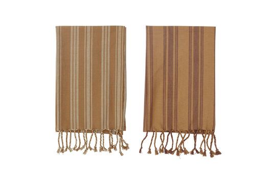 Pack of 2 Elyza brown cotton kitchen towels Clipped