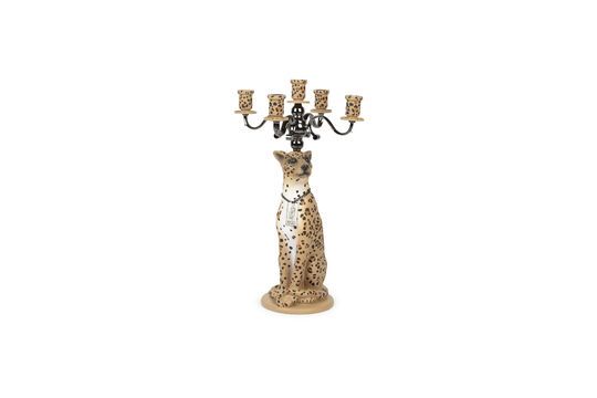 Panther beige resin candleholder Clipped