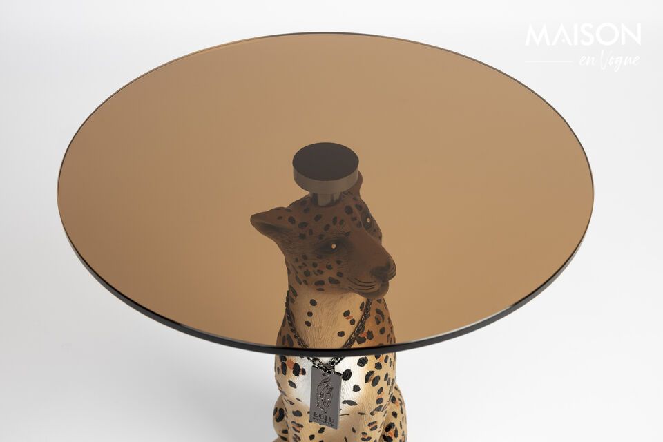 The Proudly Crowned Panther side table in beige resin