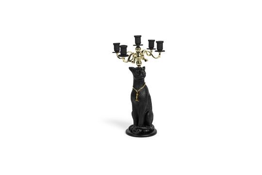 Panther black resin candleholder Clipped