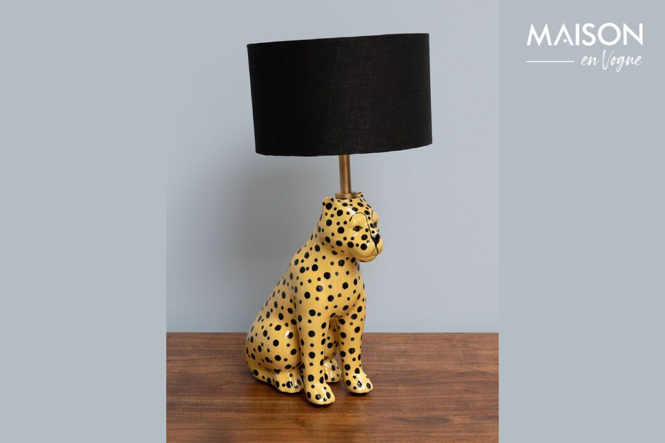 Panther table lamp in yellow stoneware Chehoma