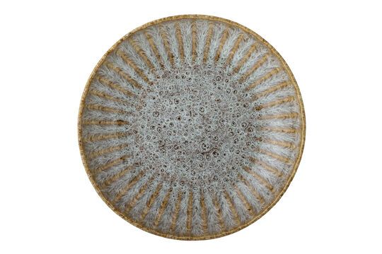 Pasta plate in beige stoneware Fleur Clipped