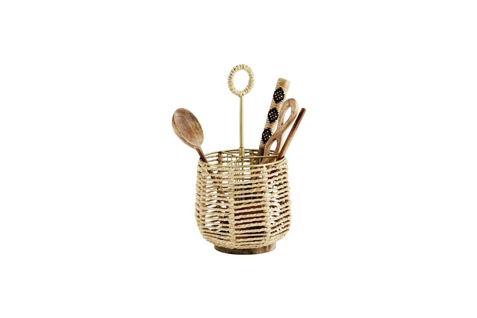 Discover the rustic charm of the Pavert beige jute cutlery basket