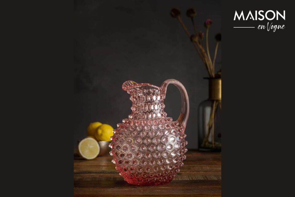 Pink glass decanter Diamant Chehoma