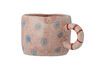 Miniature Pink stoneware mug with blue polka dots Nini 1