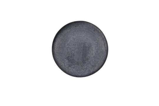 Pion black stoneware plate Clipped