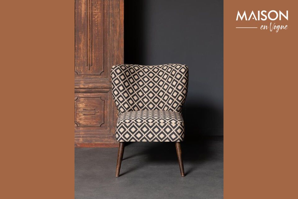 Discover functional elegance with our mango wood armchair, upholstered in a timeless black finish