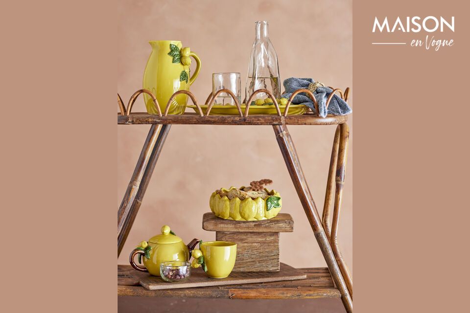 Bring a touch of playfulness to your table with the Limone Yellow Stoneware Pitcher