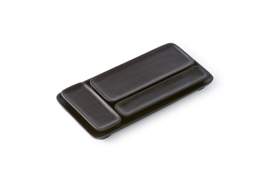 Planki black acacia wood tray Pols Potten