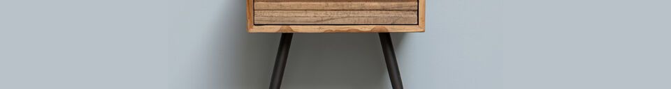 Material Details Pocket 1-drawer brown teak bedside table