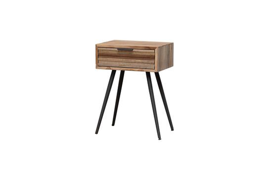 Pocket 1-drawer brown teak bedside table Clipped