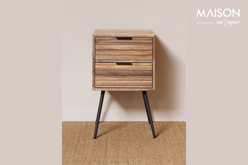 Discover timeless elegance with our Pocket brown teak bedside table