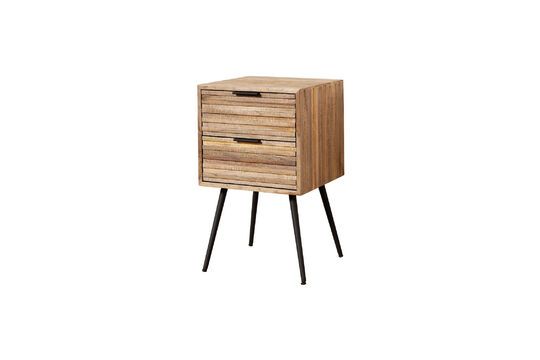 Pocket brown teak bedside table Clipped