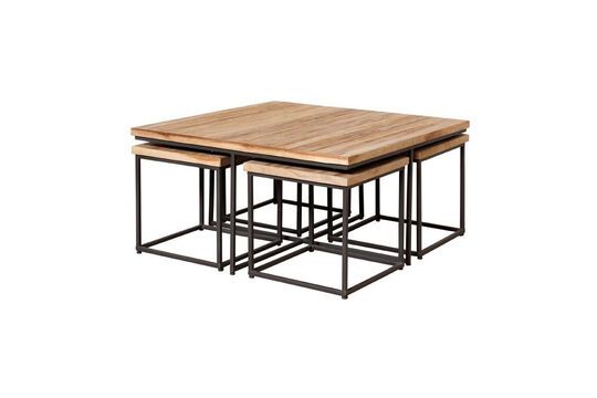 Pocket brown teak coffee table Clipped