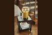 Miniature Podium table lamp in amber glass 2