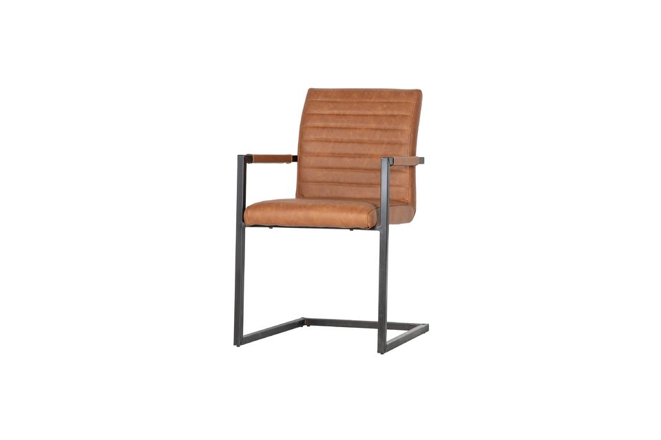 Modern chair in leather, polyurethane and metal Woood